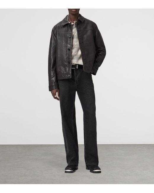 AllSaints Black Leather Nates Jacket for men