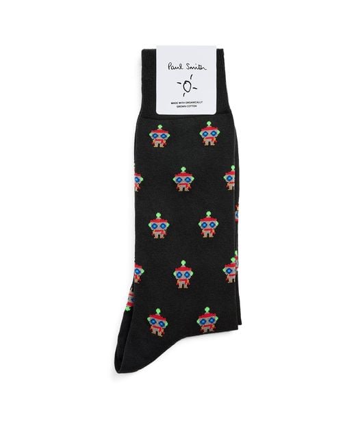 Paul Smith Black Jacquard Robot Socks for men
