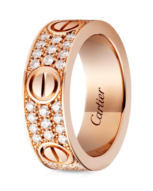 Cartier Metallic Rose And Diamond-Paved Love Ring