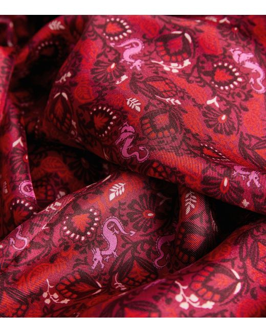 Max Mara Red Silk Printed Shirt Dress
