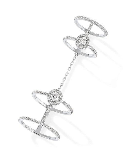 Messika White Glam'Azone And Diamond Double Pavé Ring