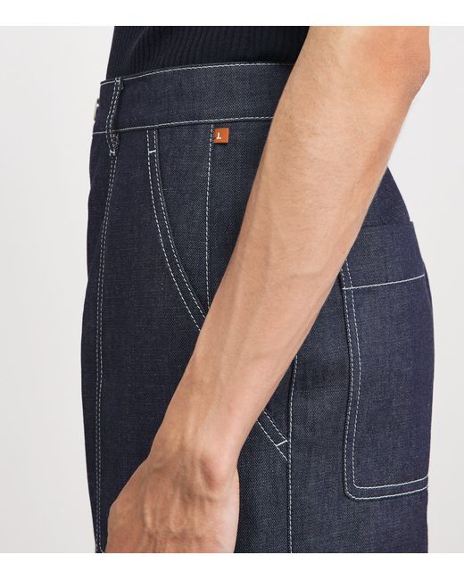 Lafayette 148 New York Blue Chambray Straight Trousers
