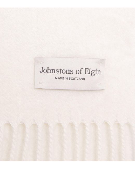 Johnstons White Natural Cashmere Scarf for men