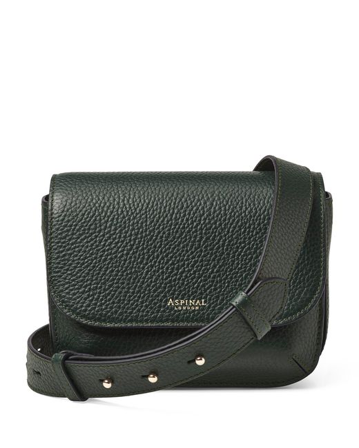 Aspinal Green Leather Ella Cross-Body Bag