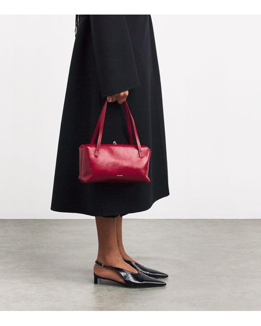 Jil Sander Small Leather Goji Pillow Shoulder Bag in Red | Lyst