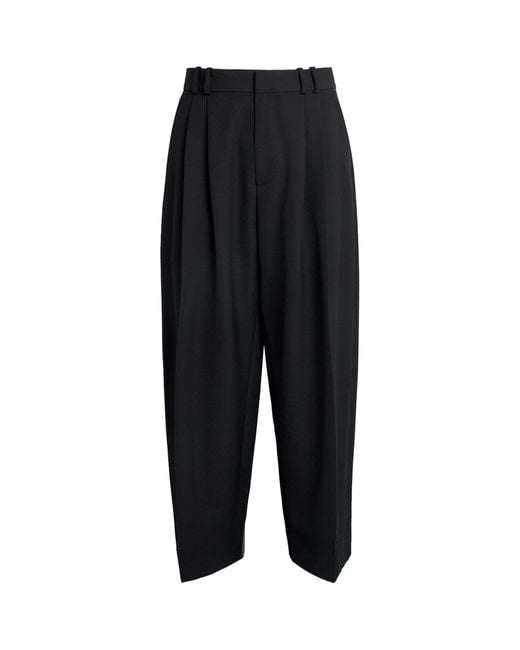 Studio Nicholson Black Double Pleated Barrel-Leg Trousers for men