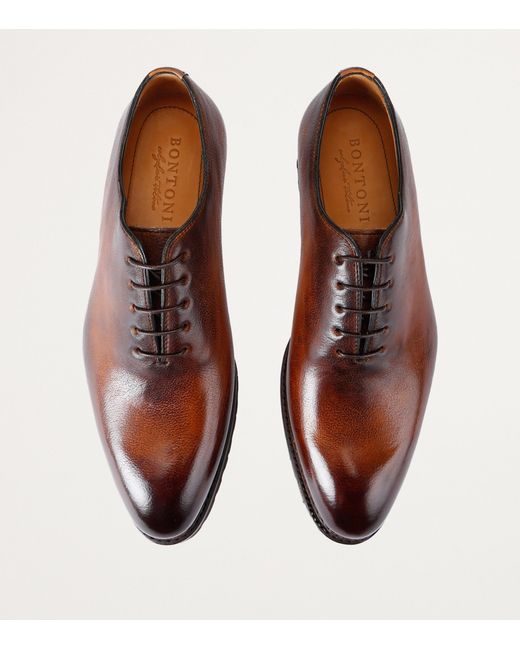 Bontoni Brown Leather De La Ville Oxford Shoes for men