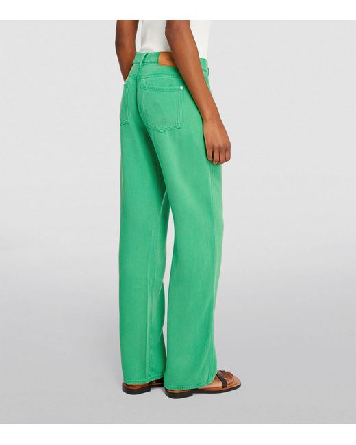 7 For All Mankind Green Tess High-rise Straight Jeans