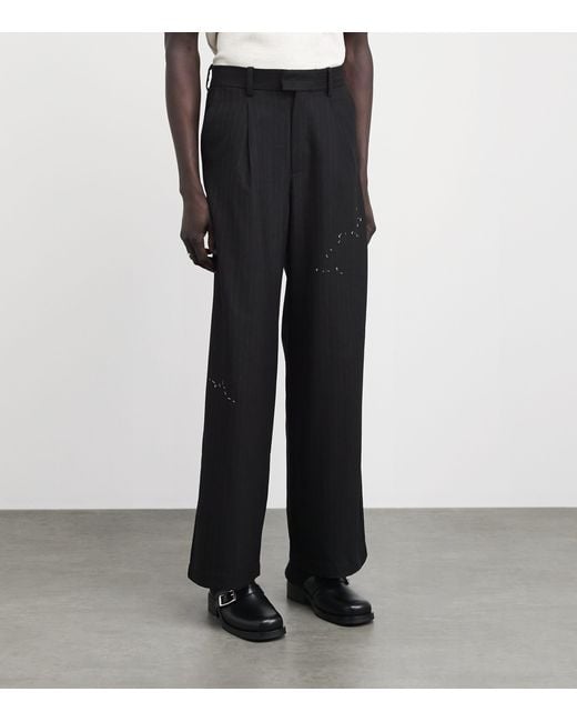 DOMREBEL Black Pinstripe Backstage Trousers for men