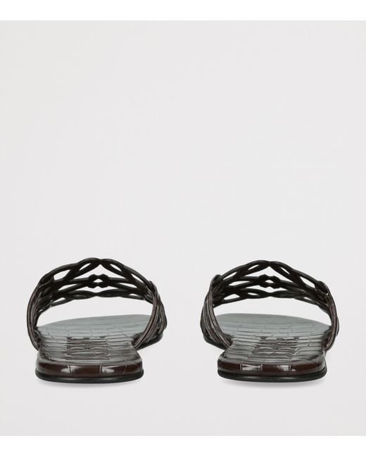 Loewe Black X Paula's Ibiza Croc-Embossed Leather Petal Anagram Slides