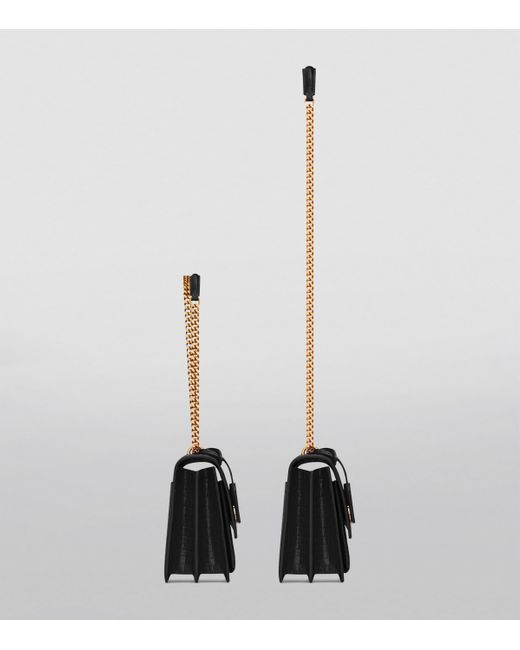 Saint Laurent White Medium Sunset Croc-Embossed Shoulder Bag