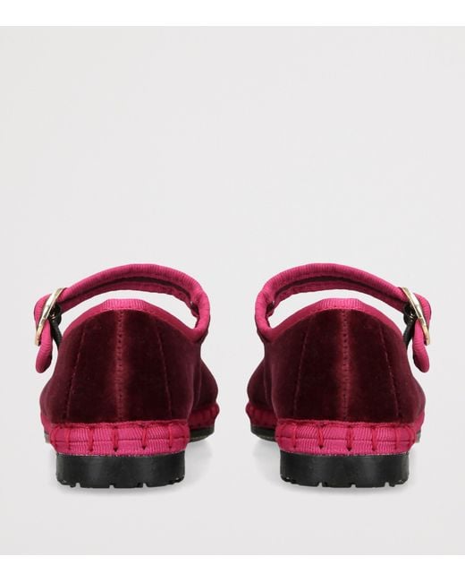 Flabelus Red Velvet Ursula Mary Jane Flats