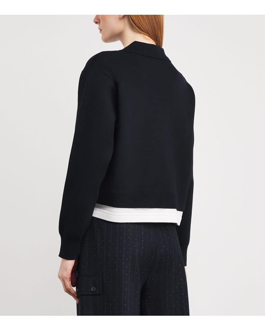 Sandro Black Knitted Layered Polo Shirt