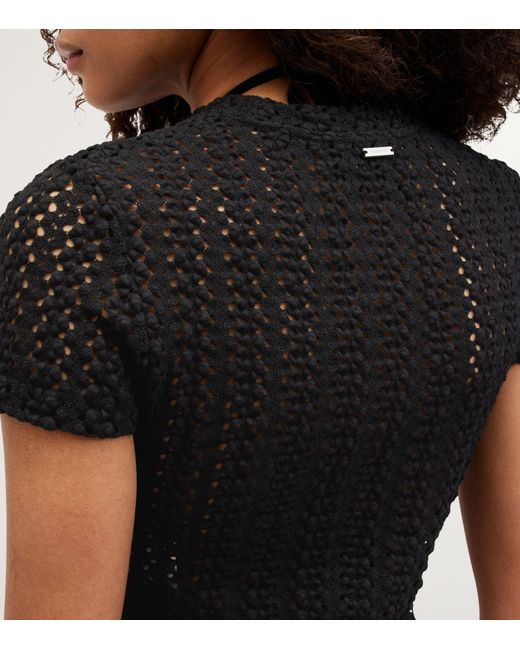 AllSaints Black Crochet Karma Stevie T-shirt