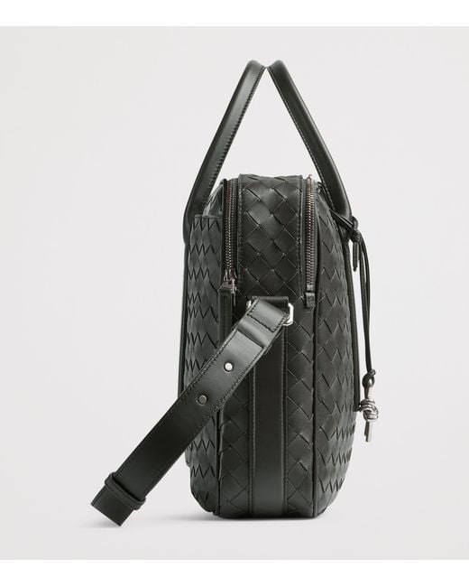 Bottega Veneta Black Leather Intrecciato Getaway Briefcase for men