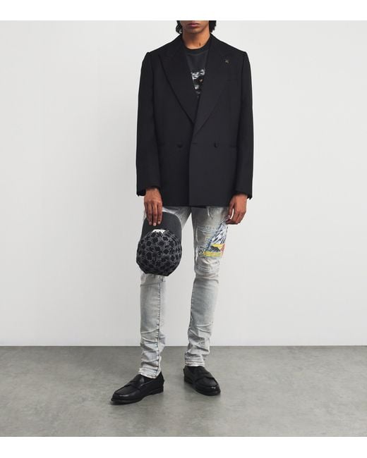 Amiri Blue Distressed Cement Thrasher Skinny Jeans for men
