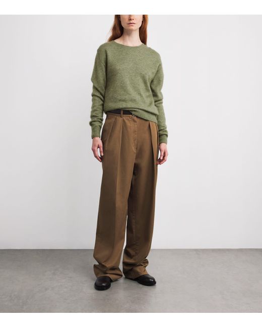 The Row Green Lorynna Cashmere-Silk Sweater