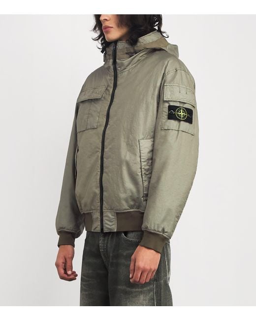 Stone Island Green Water-Resistant Nylon Bomber Jacket for men