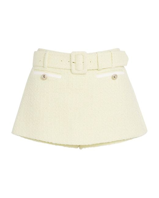 Self-Portrait Natural Bouclé Belted Skort