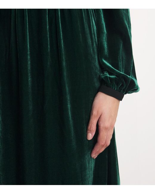 Saloni Velvet Embellished Camille Bows Midi Dress in Green | Lyst UK