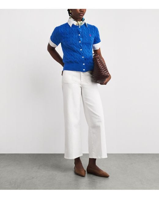 Polo Ralph Lauren Blue Cotton Cable-Knit Cardigan