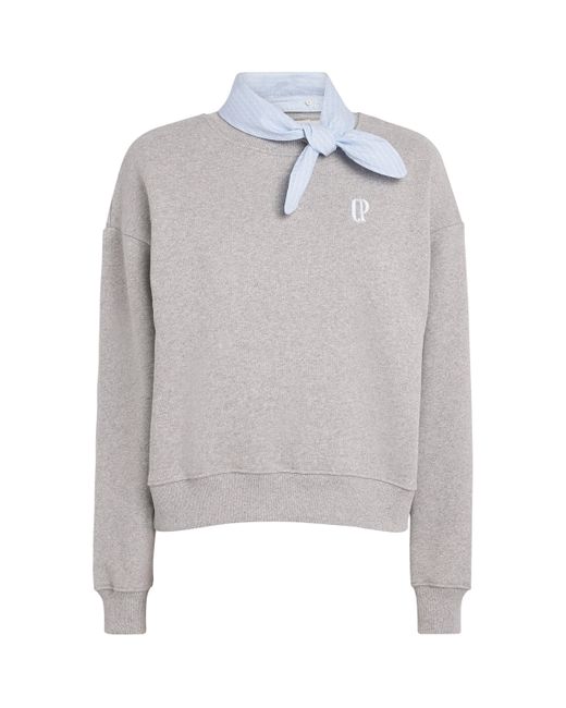 Claudie Pierlot Gray Scarf-Collar Logo Sweatshirt