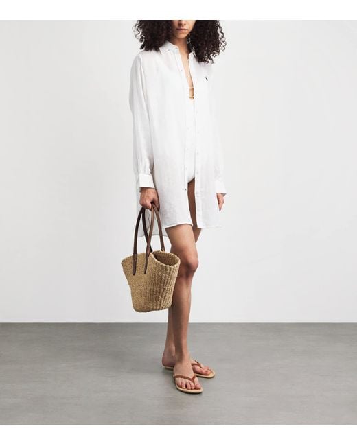 Polo Ralph Lauren White Organic Cotton-Linen Boyfriend Shirt