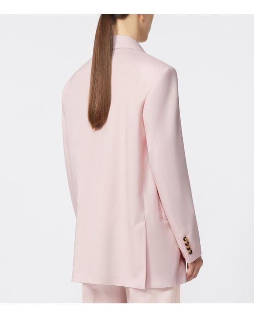 Max Mara Pink Wool-Mohair-Silk Double-Breasted Blazer
