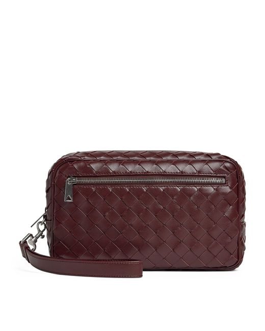 Bottega Veneta Purple Leather Intrecciato Pouch Bag for men