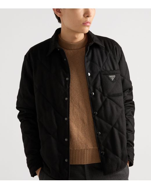 Prada Black Cashmere Padded Overshirt for men
