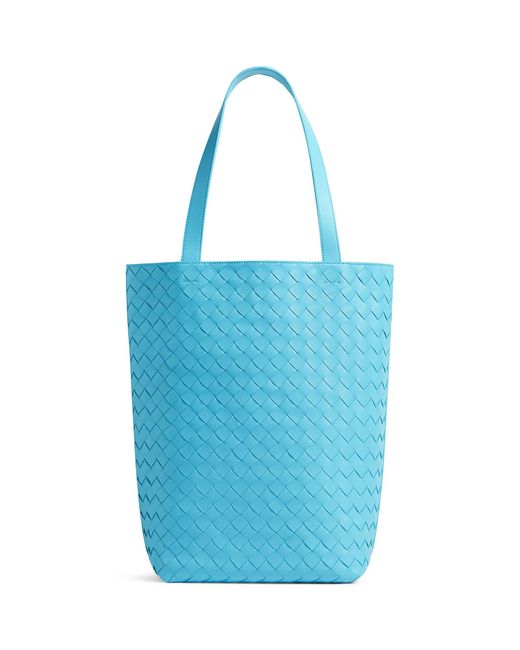 Bottega Veneta Blue Small Leather Intrecciato N/s Tote Bag for men