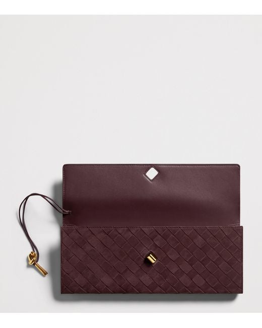 Bottega Veneta Purple Suede Andiamo Clutch Bag