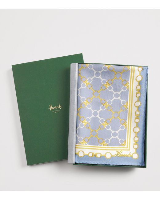 Harrods Blue Silk Chain Print Scarf