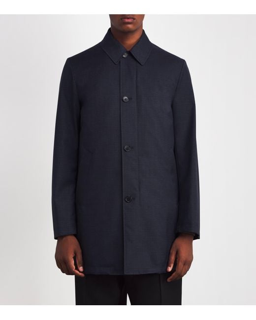 Paul Smith Blue Wool Mac With Gilet for men