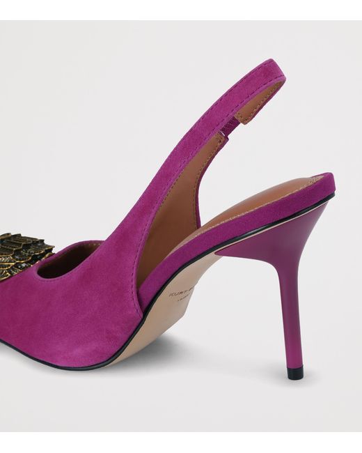 Kurt Geiger Purple Suede Eagle Slingback Pumps