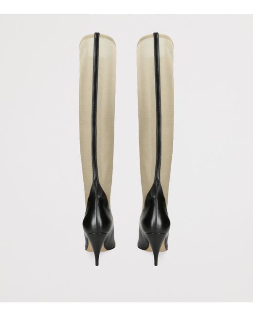 The Row Brown Mesh Knee-High Boots