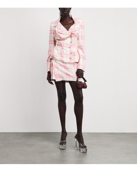 Vivienne Westwood Pink Check Pleated Mini Skirt