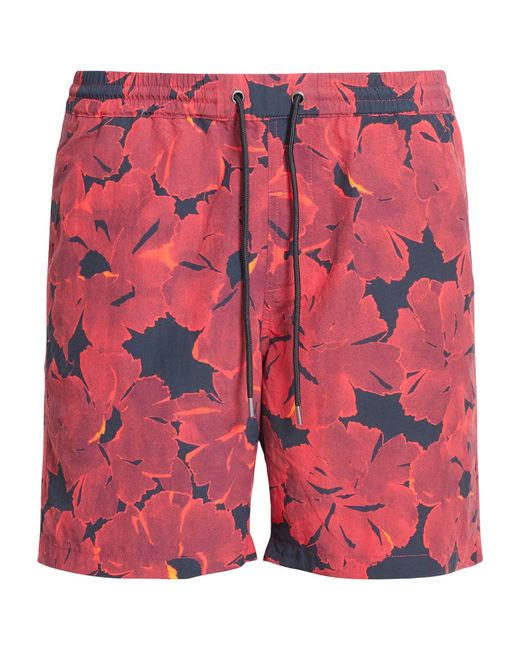 AllSaints Red Kaza Swim Shorts for men
