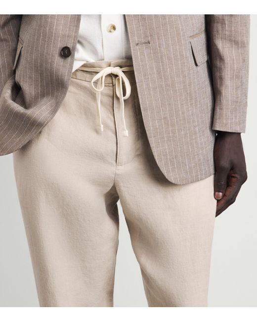 Vince Natural Linen Drawstring Straight Trousers for men