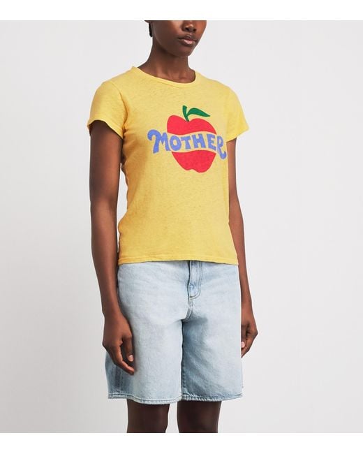 Mother Yellow Cotton-Linen The Lil Sinful T-Shirt
