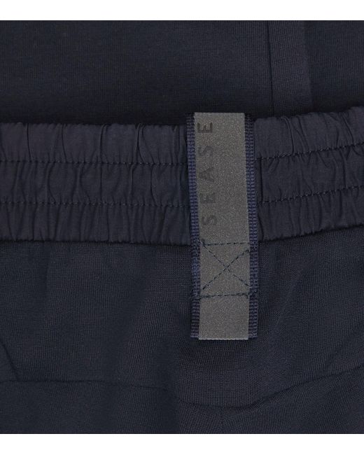 Sease Blue Wool-Blend Drawstring Trousers for men