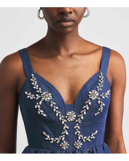 Huishan Zhang Blue Chambray Liviana Midi Dress