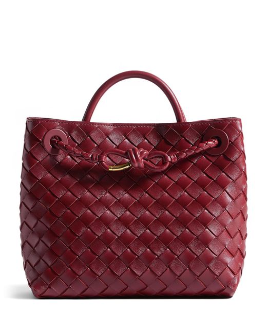 Bottega Veneta Red Small Leather Andiamo Top-Handle Bag