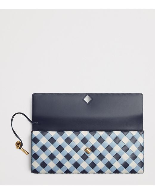 Bottega Veneta Blue Leather Andiamo Clutch Bag