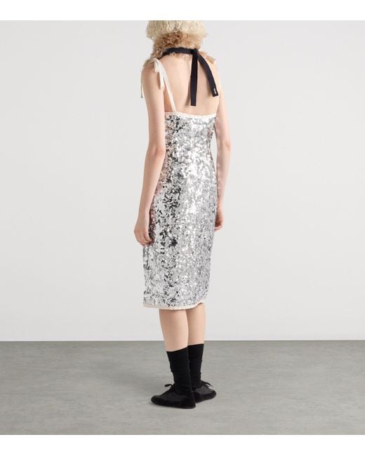 Prada White Sequin-Embellished Mini Dress
