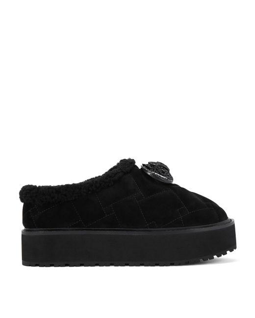 Kurt Geiger Black Suede Chelsea Flatform Slippers