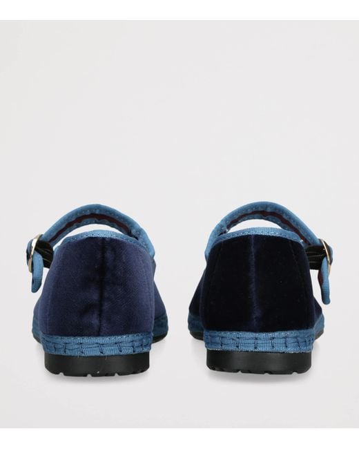 Flabelus Blue Velvet Montague Mary Janes