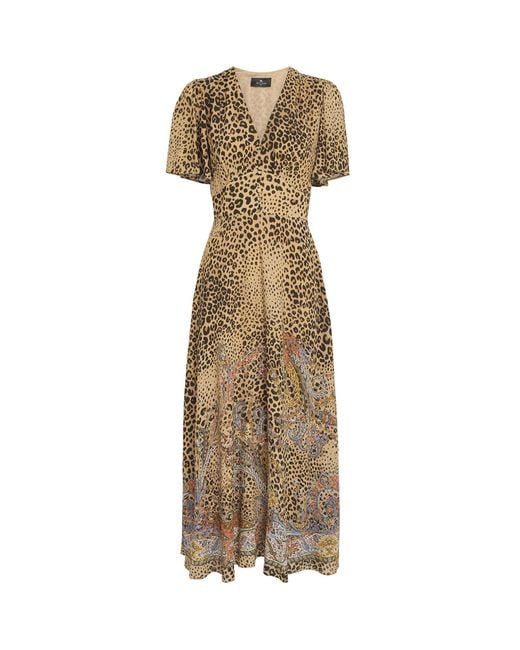 Etro Metallic Leopard Print Maxi Dress