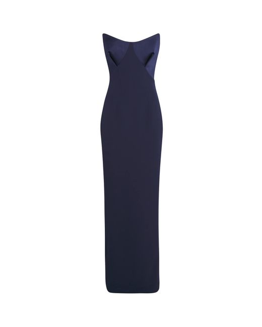 Safiyaa Blue Crepe Strapless Gown