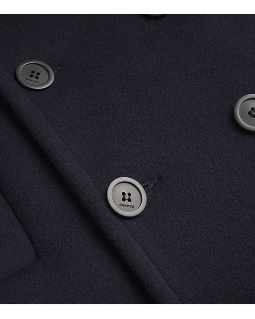 Sandro Blue Wool-Blend Peacoat for men